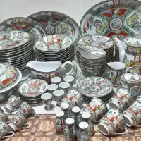 سرویس چینی ۱۲نفره تمام نقاشی دست جهیزیه غذاخوری
