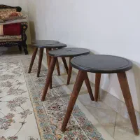 عسلی گرد ۳ پایه تمام چوب