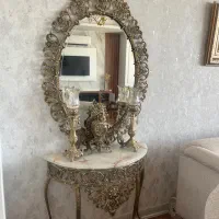 آینه شمعدان برنزی با ساعت