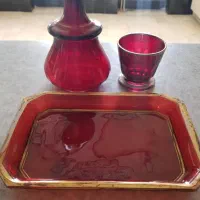 سینی جام تنگ قرمز کریستال چک