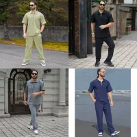 ست تیشرت نیم زیپ و شلوار مراکشی مردانه تولیدی