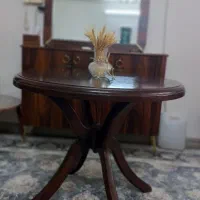 میز ناهار خوری  رنگ پوست فندقی چوب راش قطر ۱ متر