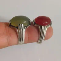 انگشتر  نقره عقیق ویاقوت .رکاب دست