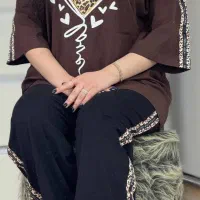 ست عیدانه و شلوار بگ کرپ مورگان