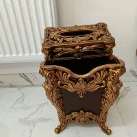 ساعت و سطل زباله وجا دستمال کاغذی