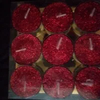 شمع گرد کوتاه ۸۰ عدد و ۸ نعلبکی شیشه ای و..