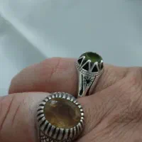 انگشتر نقره سیترین وزبرجد