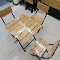 ۳نفره غذاخوری تاشو صندلی تاشو کمجا چوبی فلزی