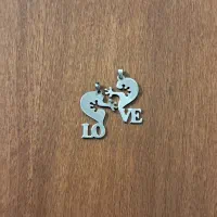 پلاک نقره طرح love دوتایی