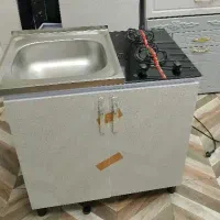 دو شعله کابینت طرح سنگ و سفید سینک جدید