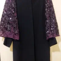 ساتن مجلسی مانتو مشکی . شومیز
