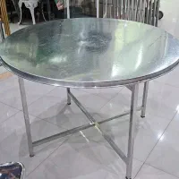 میز گالوانیزه گرد فلزی پایه تاشو
