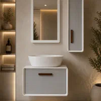 کابین روشویی PVC مدل لیلیوم  سفید طوسی لاکچری