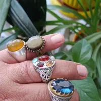 انگشتر ۷جواهر عقیق توپاز