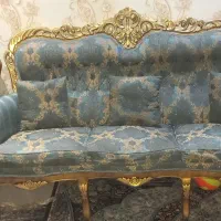 مبل استیل ۹ نفره ورق طلا به همراه ناهار خوری