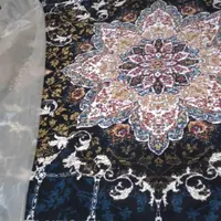 گلیم فرش ۱۲ متری  زمینه سرمه ای رنگ عکس گذاشتم|فرش|کهنوج, |دیوار