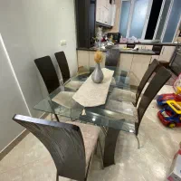 میز ناهار خوری شش نفره چوب استیل