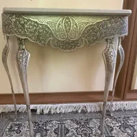 پایه ی ایینه و شمعدان اب کاری نقره