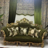 مبل سلطنتی نو ۷ نفره ورق طلا