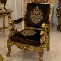 سرویس مبل سلطنتی کاملا ورق طلا پارچه ترک