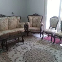 مبلمان استیل ۹ نفره با کاور پارچه ای