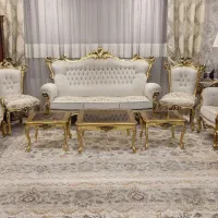 فروش مبل استیل ۹ نفره لوکس و کاملاً نو ورق طلا