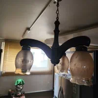 لوستر سقفی و سه شاخه چوبی سالم