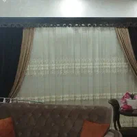 پرده حریر با آستر و  والان در حد نو