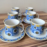یک دست فنجان نعلبکی قدیمی آنتیک طرح بابونه