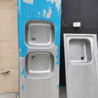 سینک استیل دو لگنه کارکرده، مناسب نصب داخل دیوار