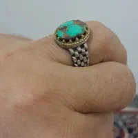 انگشتر نقره فیروزه شجری طلایی