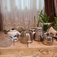 کتری استیل و اتو بخار و ظروف کریستال درحد نو