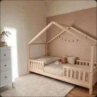 تخت مونته سوری کلبه دوطبقه چوبی یک نفره نوزاد