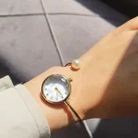 ساعت بنگلی مرواریدی طلایی