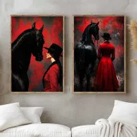 تابلو مدرن دو عددی مشکی قرمز