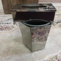 سطل زباله و جای دستمال کاغذی استیل