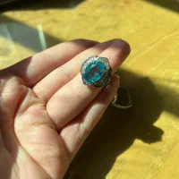 انگشتر نقره زیبا با سنگ آکومارین