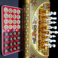 تخته نرد و شطرنج خاتم کاری ( نقاشی زیبا )