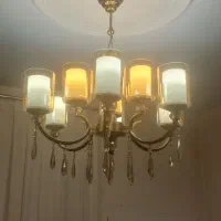 لوستر آویز دار ۶ شاخه برنجی ۹لامپ