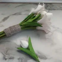 دسته‌گل عروس و گل کت داماد(گل‌های لمسی و باکیفیت)