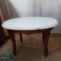ست ۵ تایی میز عسلی چوب راش و مرمر سفید سنگین و خاص