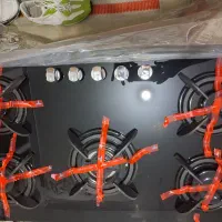 اخوان گاز ۵ شعله صفحه شیشه ای اصل .