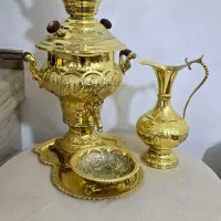 سرویس سماور زغالی هخامنش ۴ لیتری با آبکاری شبه طلا