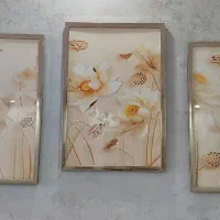 سه تابلو طرح گل به رنگ طلایی