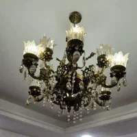 یک جفت لوستر سیاه قلم کاری 6شاخه 12شعله