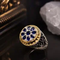 انگشتر یاقوت کبود( سنتتیک ) کاری فاخر و خاص
