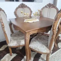 میز نهار خوری چهار نفره چوب عالی خط وخش جزعی
