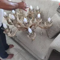 لوستر فرانسوی 12شعله 6شاخه ویک دیوار کوب دوشعله