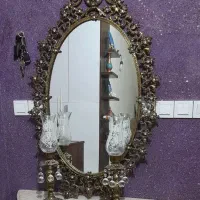 آینه شمعدان و ساعت و جاکلیدی برنجی