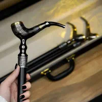 عصا دست‌ساز طرح پیپ با هنر اصیل قلم زنی کد 02